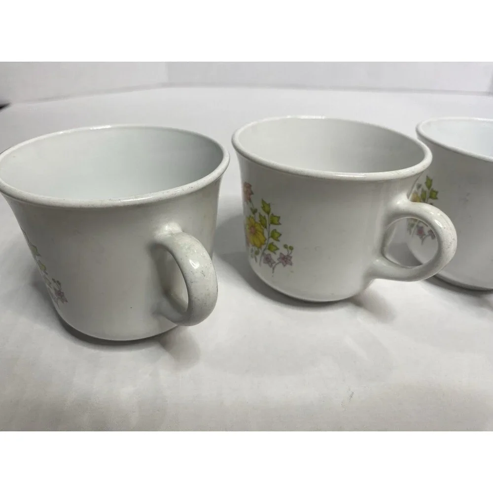 Corning Ware Corelle Spring Meadow Pattern Coffee/Tea Cups Set of 4